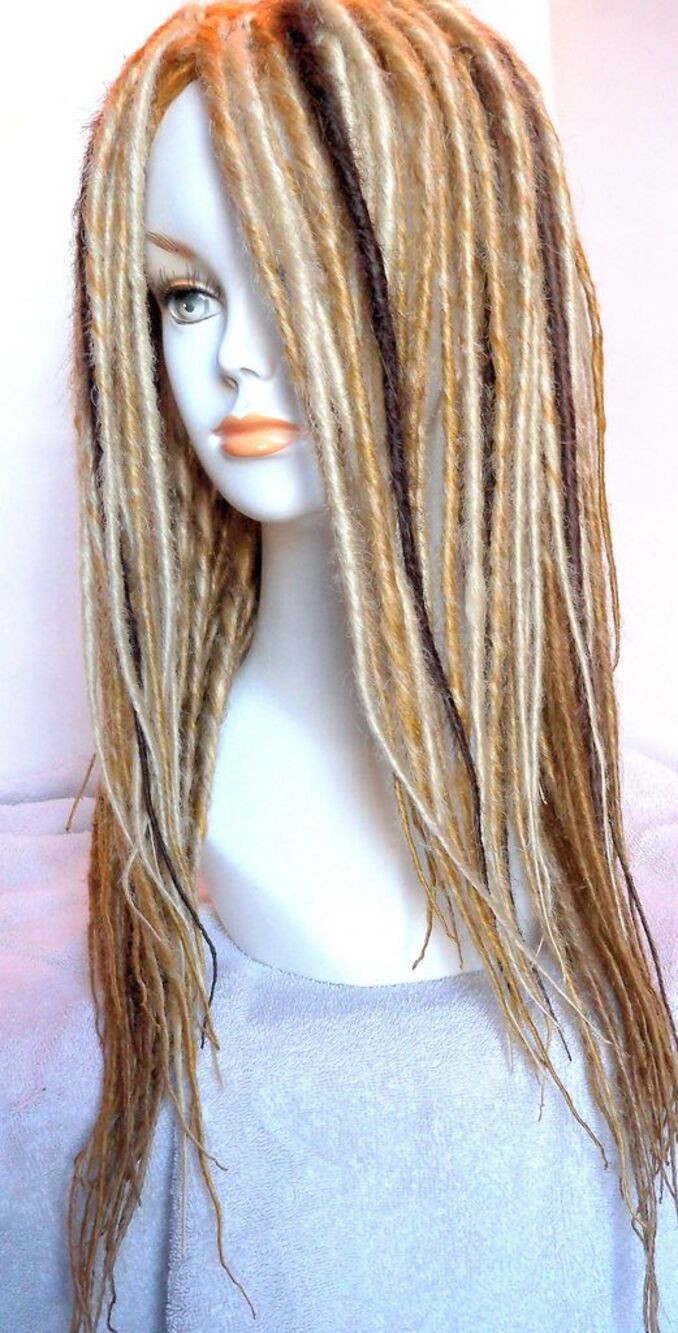 Full Cap Wig Dread Dreadlock Light Medium and Dark Blonde w/accents Handmade